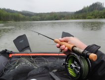 Rainy day on the water with my Belly-Boat and other fly fishing gear from Guideline.