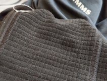 Soft but very warm waffle fleece on the inside of the Simms Fleece Midlayer Bib Raven.