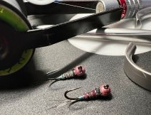 Pink Head Grey Heron Tungsten Jig - Both types of nymph