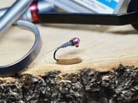 Flies Of CzechNymph Ambassadors - Pink Head Grey Heron Tungsten Jig