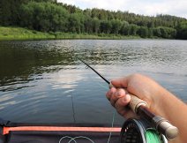 A floating line with a set of wet flies is in the water! Now all you have to do is slowly retrieve and wait for the strike in the form of a gentle jerking!