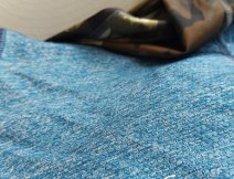 The outer structure of the BugStopper material on the hoody in dark blue Nightfall Heather.