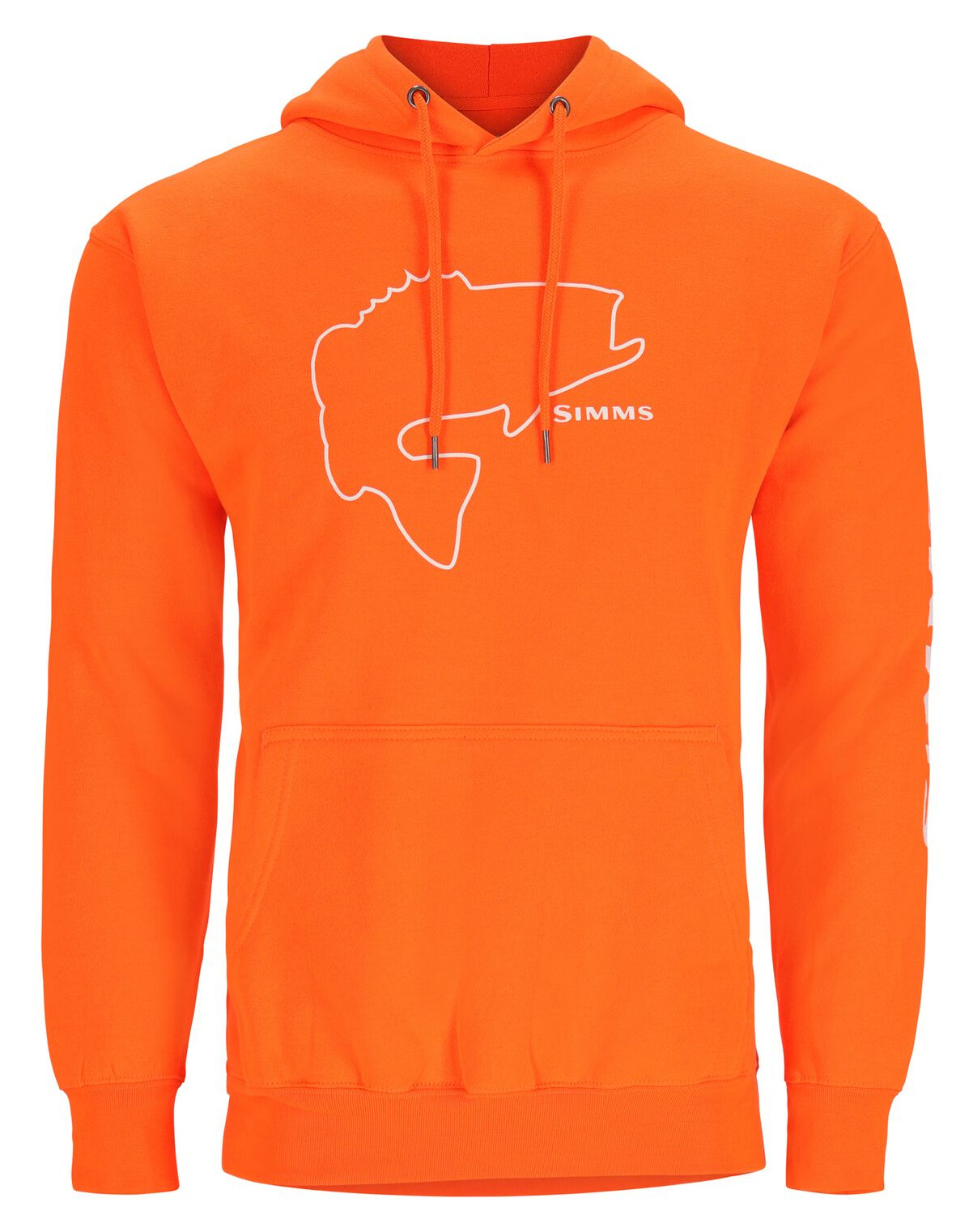 Fishing Hoody Simms Bass Outline Neon Orange