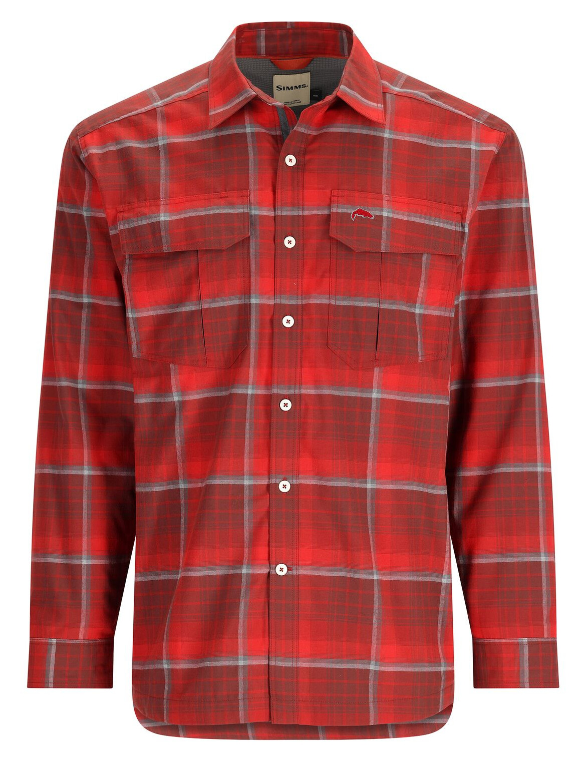 Fishing Shirt Simms Coldweather Cutty Red Asym Ombre Plaid
