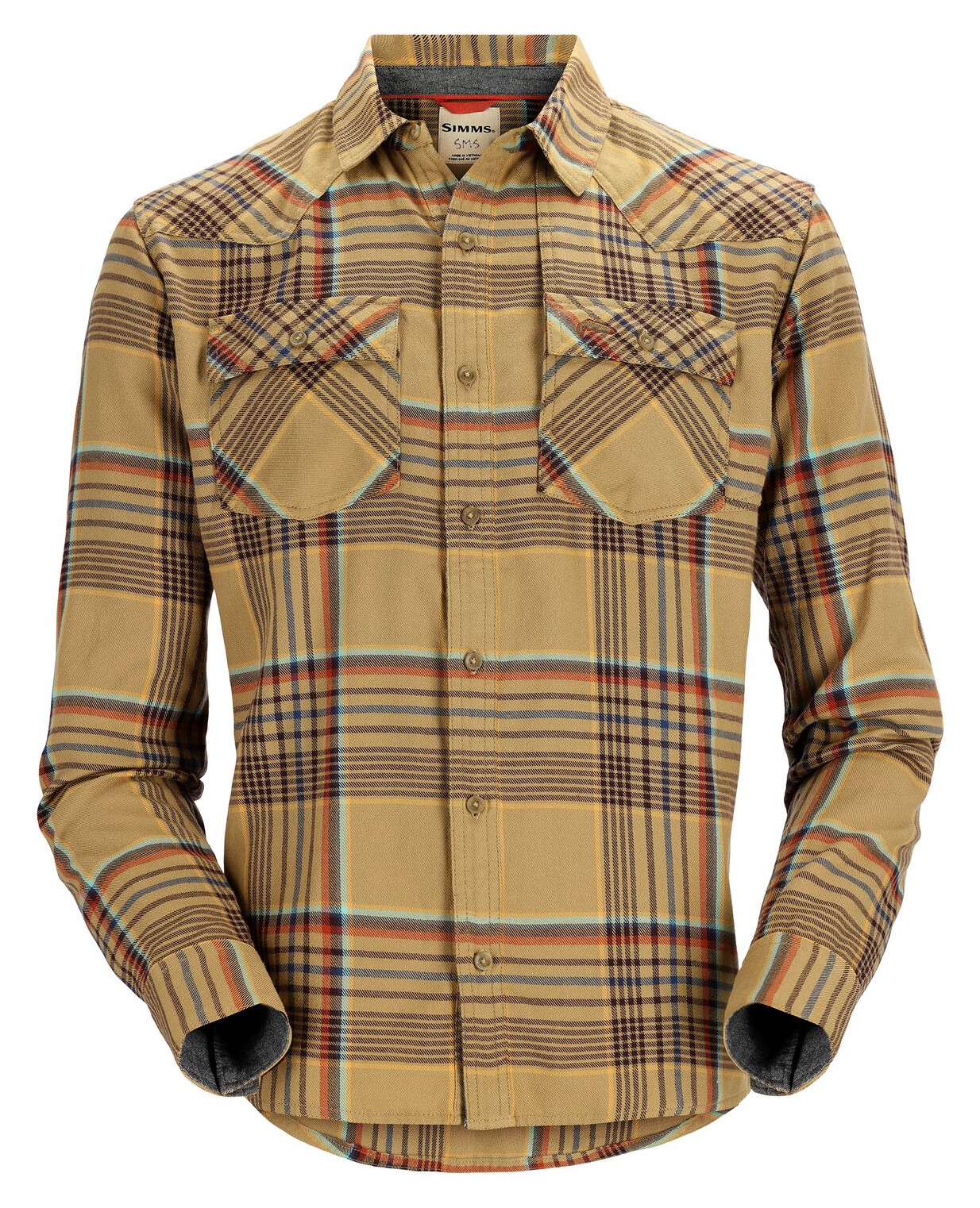 Fishing Shirt Simms Santee Flannel Camel & Navy & Clay Neo Plaid