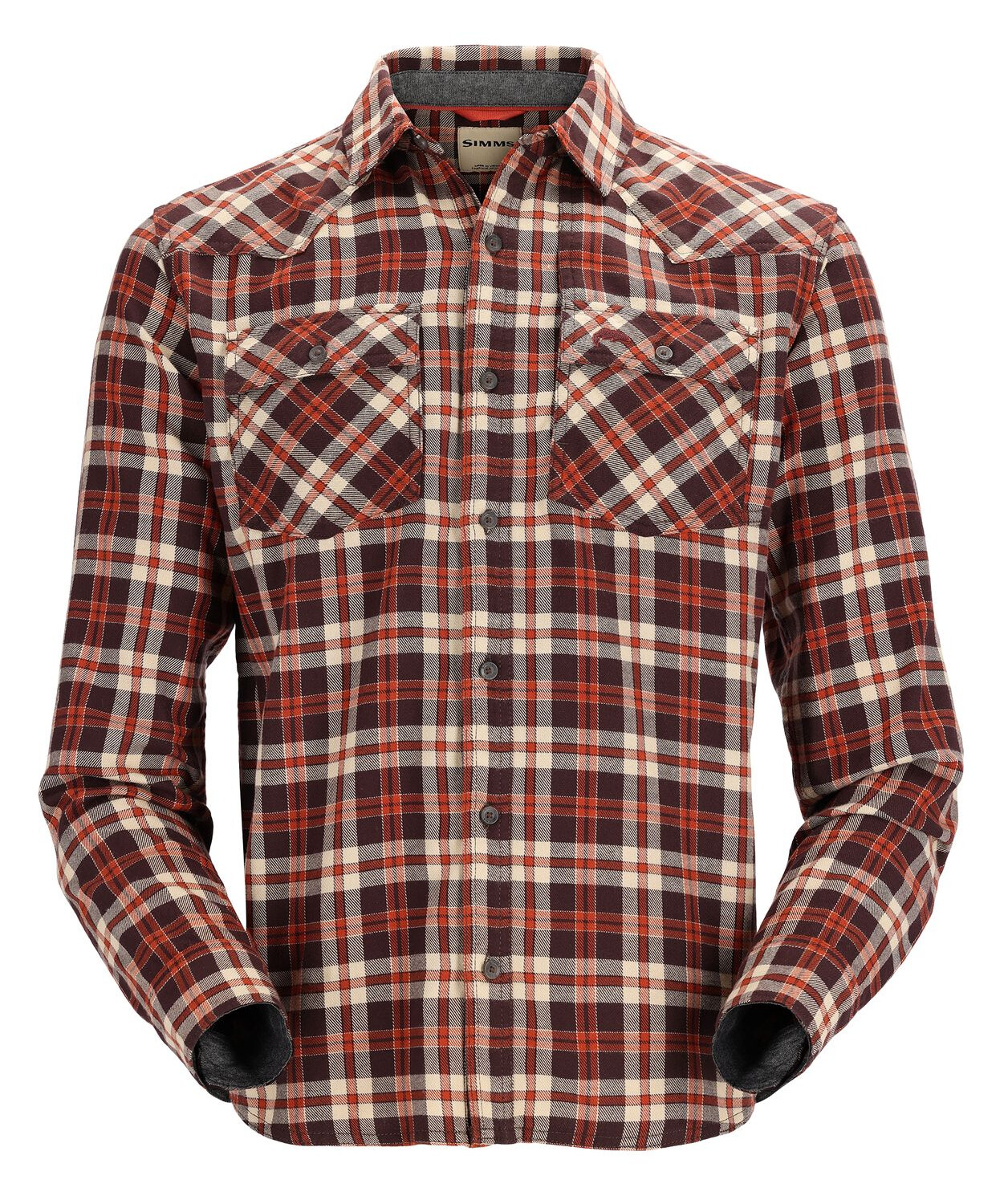 Fishing Shirt Simms Santee Flannel Maghoany & Tan Camp Plaid