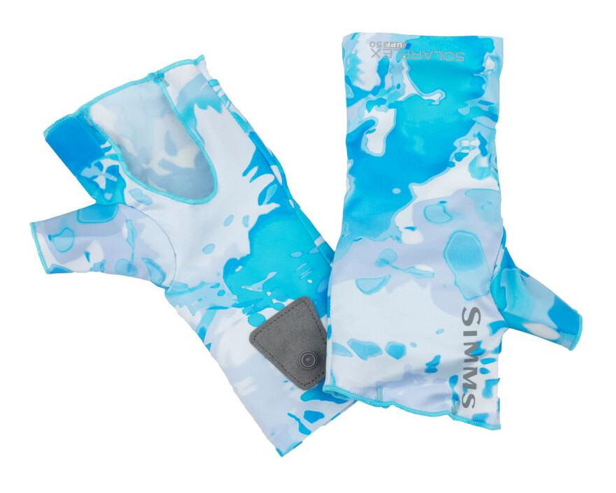 SolarFlex SunGlove Simms No-Finger Cloud Camo Blue