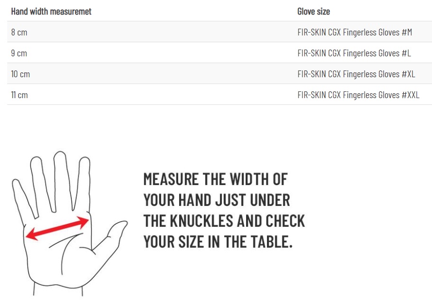 Guideline Glove Size Chart