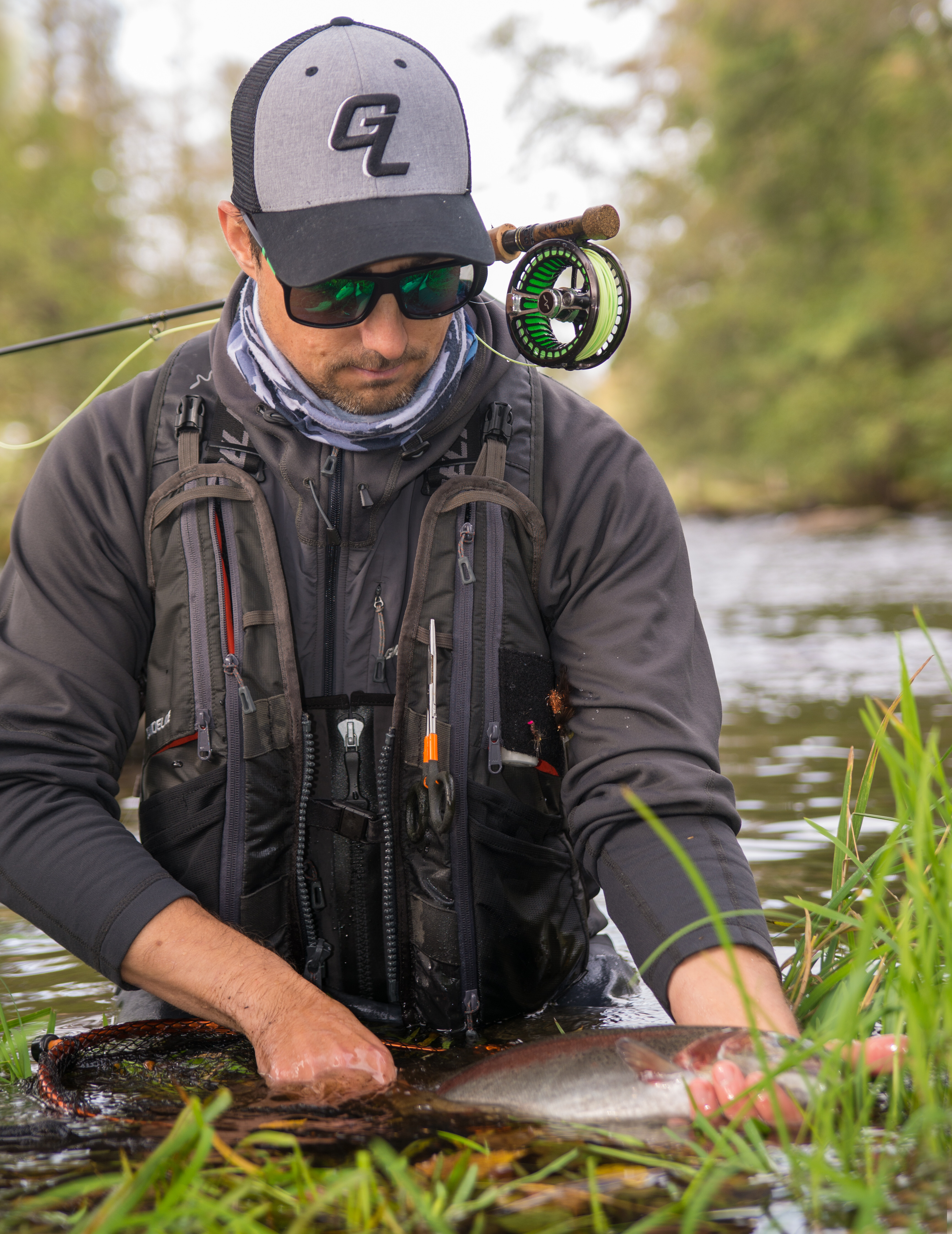 The GL Logo Cap - Heather Grey/Black - Guideline Fly Fish Canada