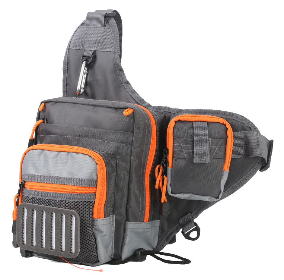 Fly Fishing Sling Bag Multi-Purpose Shoulder Fishing Back Pack With Fly Patch 