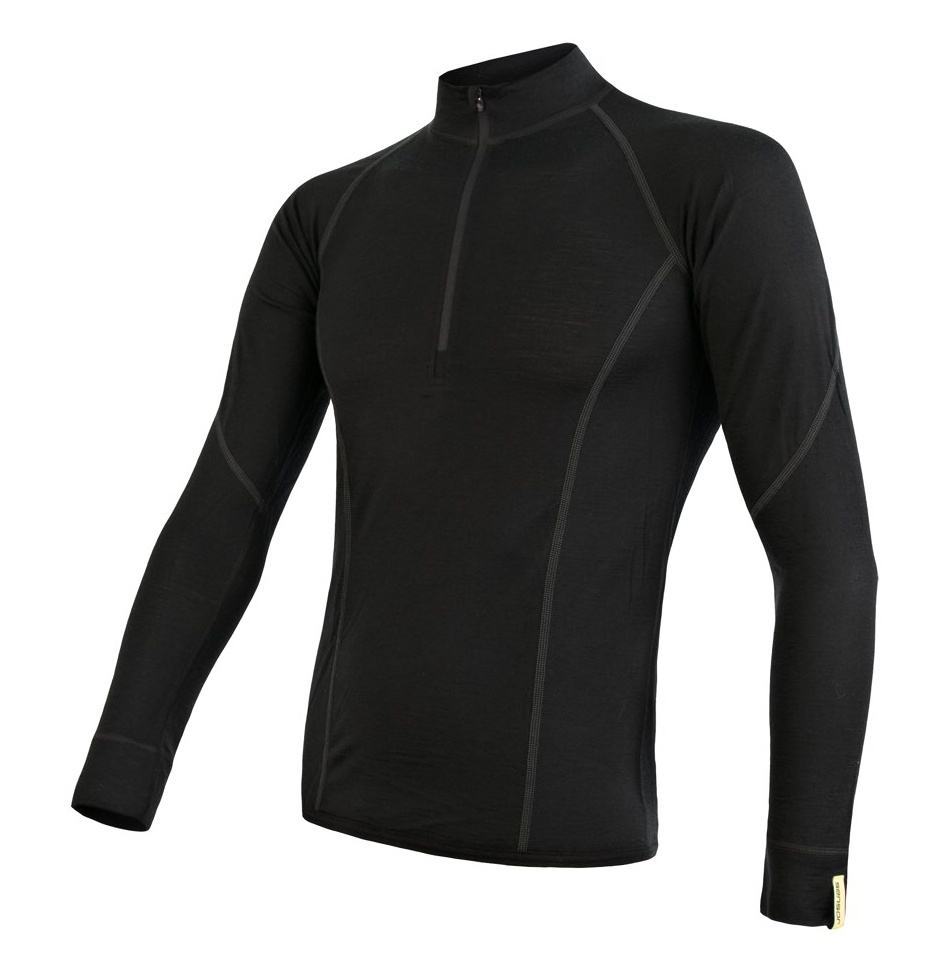 Functional LS Shirt Zipper Sensor Merino Active Black | CzechNymph.com