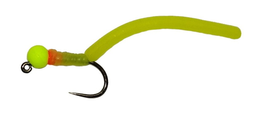 Squirmy Wormy Chartreuse Head Chartreuse Glow Jig