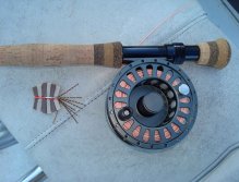 Fly rod with calico crab fly