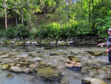 Fly fisherman on the Radovna river searching one of the pools