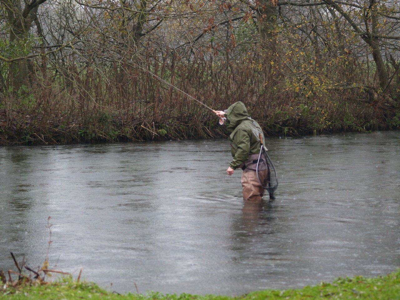 Fishing in rain