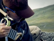 Lapland Sweden. Morten Oeland looking for nymphs under the rocks.