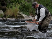 French/Spanish Style, Upstream; While teaching the upstream technique Aaron gets a wild brown to the net