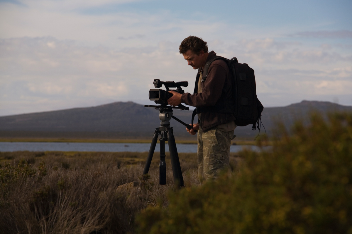 Hard at work during the magic hour of sunset