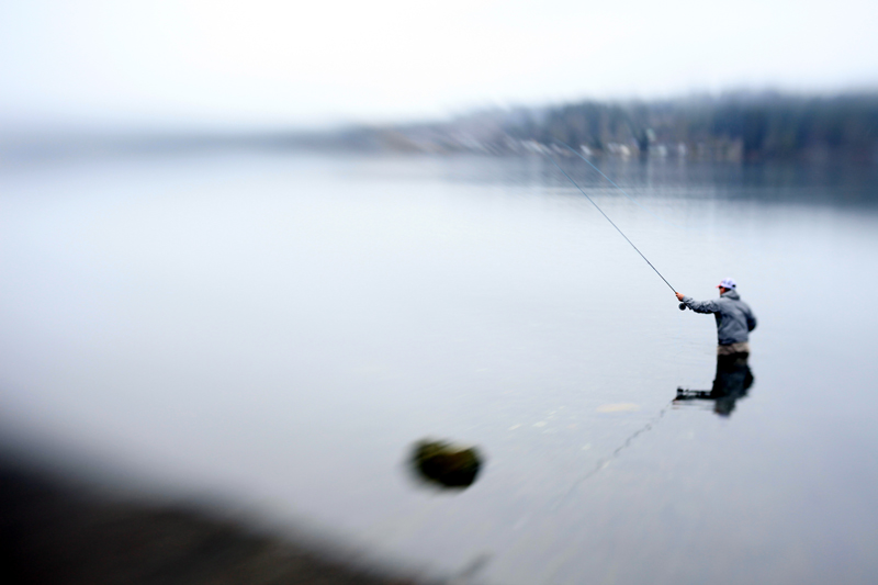 Hunter Chamness moves quickly to a rising fish down the beach