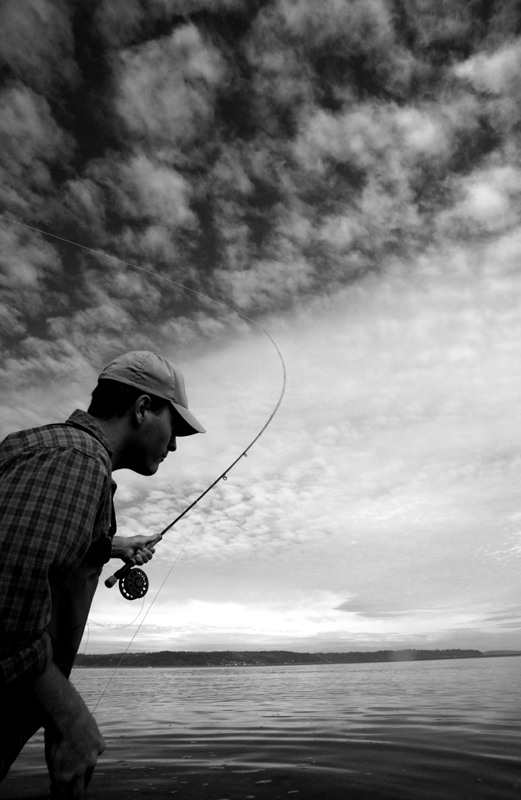 Black and White -- Hunter Chamness excercising his arm