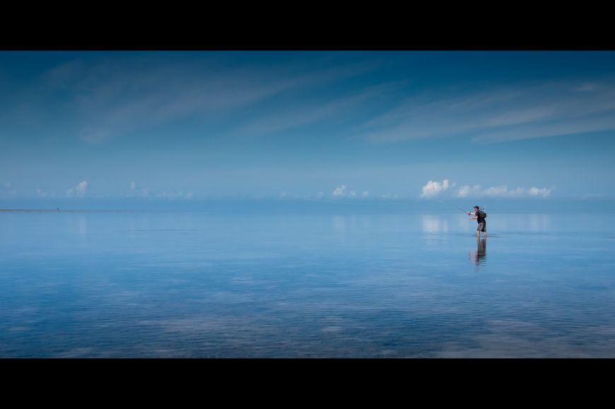 There's very few windless days in New Caledonia. In those conditions, you can see nervous water miles away