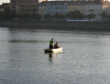 Lonely boat on Vltava river