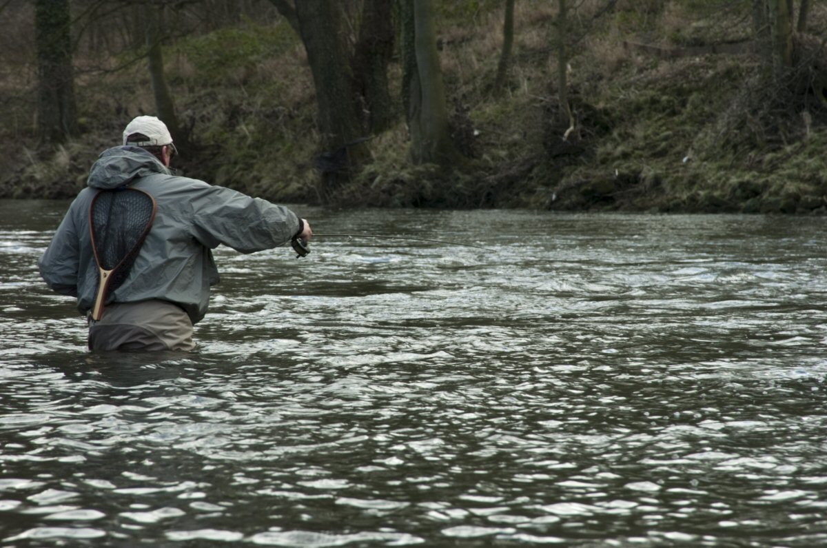 Fishing a caddis deep amongst underwater boulders.
