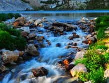 The Snowies, Lake Marie outlet in the Snowy Range Mountains in Wyoming, This magnificent mountain range gets over looked a lot but has a lot of neat country with a lot of fish along with some site seeing opportunities.