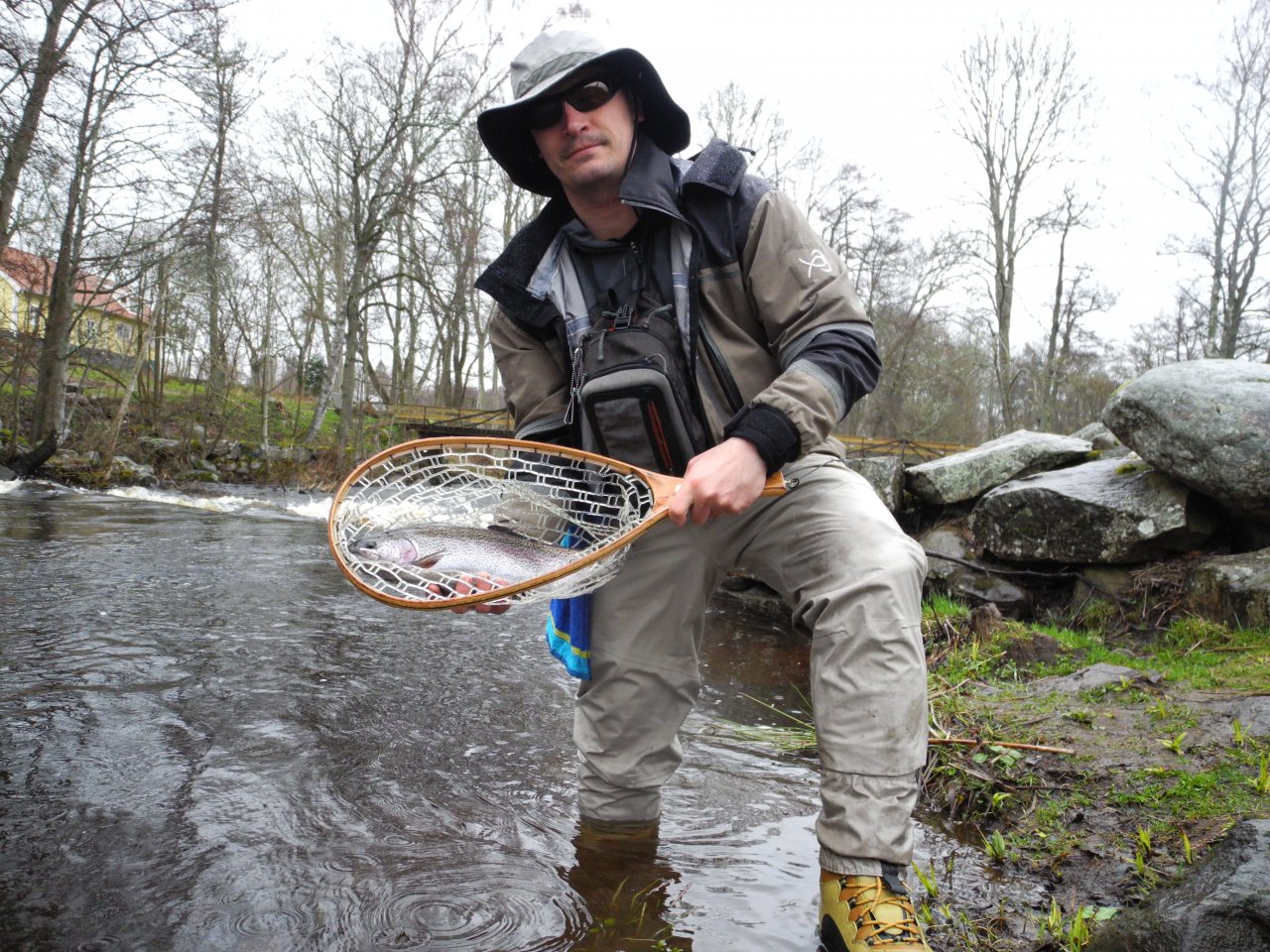 With the rainbow in the net