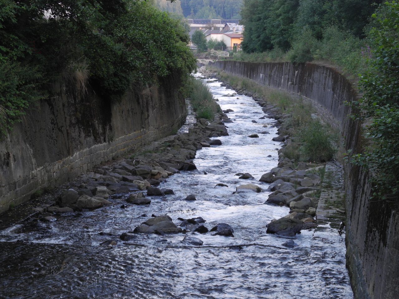 Regulated river in the town