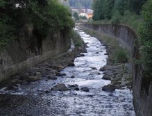 Regulated river in the town