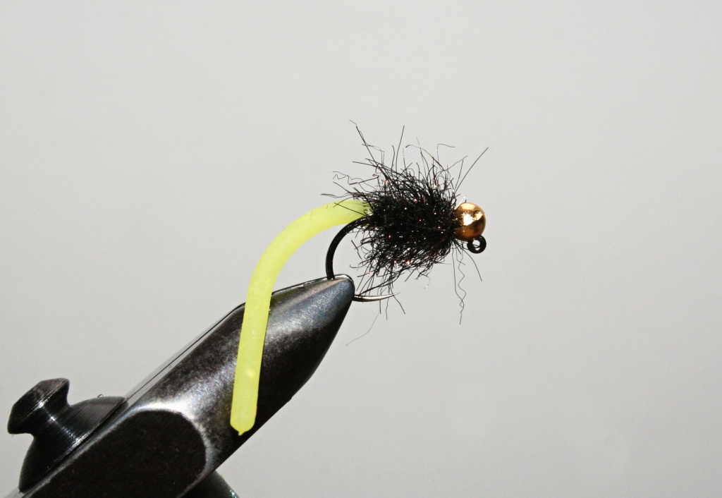 Black & Chartreuse Squirmy Tail Jig - Can be used as a stillwater pattern