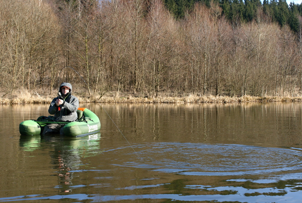 Fly fishing from a belly boat is very good fishing in pairs. First - for safety reasons, second - for sharing special moments, as captured in this picture.