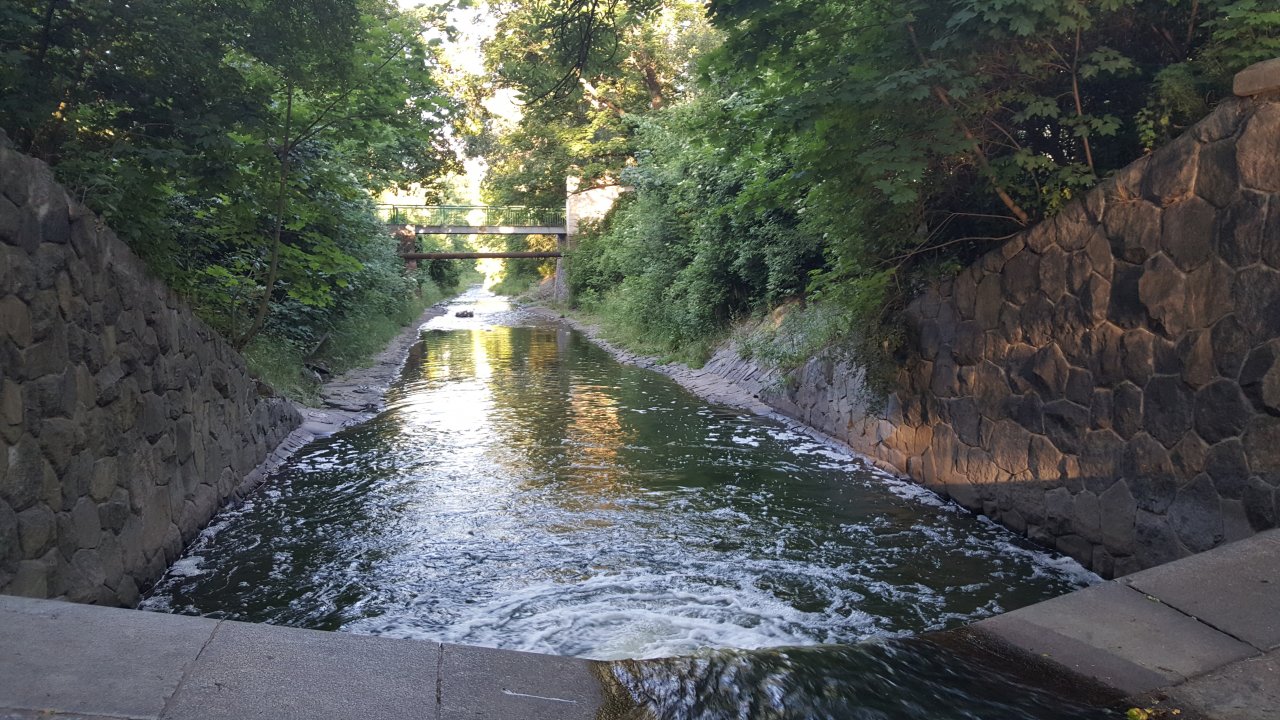 From above the urban waterfall