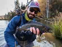 "Turtle" Brook trout on a small white attractor fly.