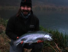 A huge steel colored rainbow beast in my frozen hands and the successful fishing day slowly ends in a mysterious fog!