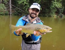 I'm really happy with this extraordinary brownie, as you can see! At the right time in the right place again. The inflow part of the lake was cloudy after a night storm and this fish was feeding on a small fry in my streamer fishing territory!