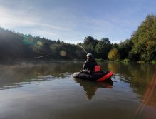Nice sunny days are great for fishing from belly boat, especially when fishing for cautious and large fish that are already on the "open water" and successfully resist hunting attempts by anglers who are limited by the possibilities of bank fishing!