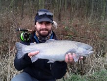 Late November or warmer December days have great fishing atmosphere! Some water parts can be under the ice, but there is still a chance to fish successfully! Slowly retrieve the flies just above the bottom and be persistent! The strike is never excluded!