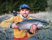 Big and beautifully colored rainbow caught in warm April evening! Big fish are often apathetical during the day, but - as I have seen many times - if you last until the end of the fishing day, there is a great chance that you will get a nice fish!