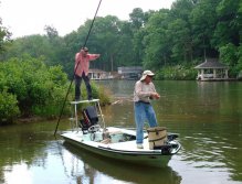 Carp fishing from "flats" boat