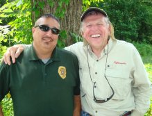 Fishing pal and nymph-fishing expert, Steve "NightCrawler" Patterson and Cherokee Indian Wildlife Officer Charles Smathers enjoy a joke