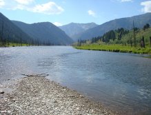 Madison River flowing into Quake Lake