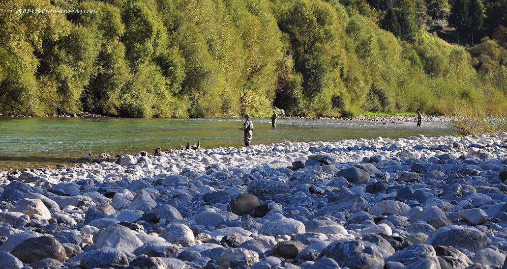 Flyfishermen at the Soca river in October
