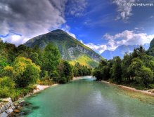 Crystal clear waters of the Soča river