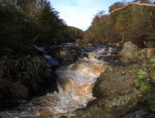 The river tumbles over ancient rocks