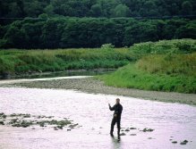 Author fishing for salmon on Morphie Beat of lower River