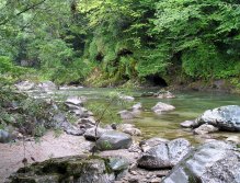 Crystal clear pools of the Idrijca river