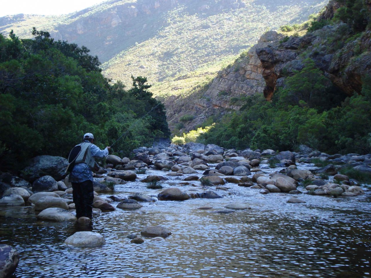 Beat 2 on the Elandspad River, fishing close to a holding fish in a pocket