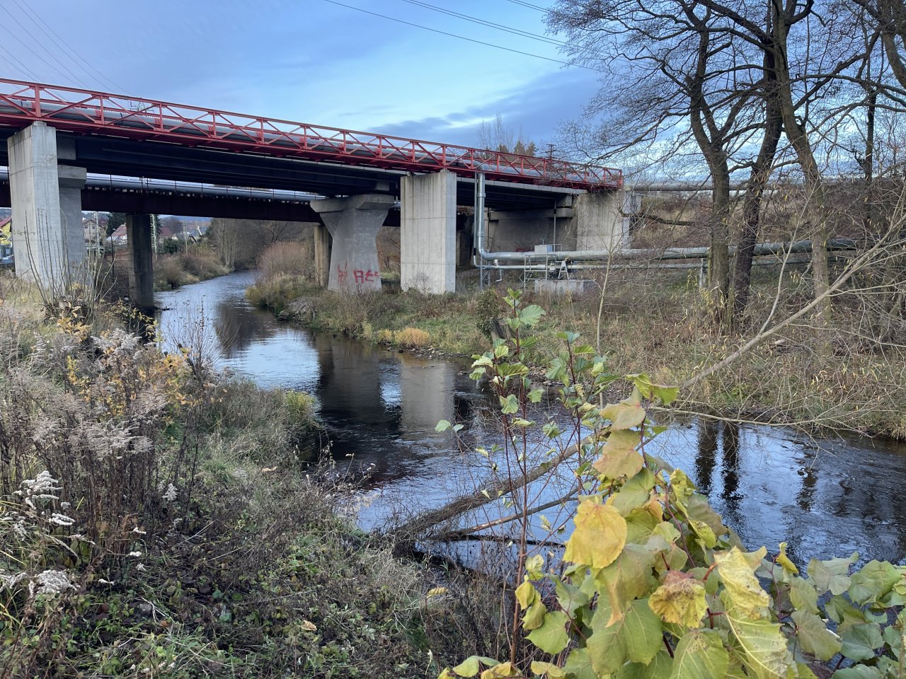 Svatava under the sewage treatment plant in Svatava